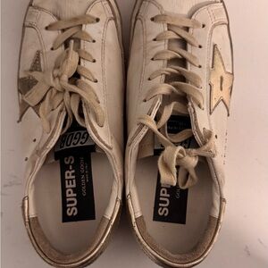 Golden Goose Cream Sneakers with Gold Star